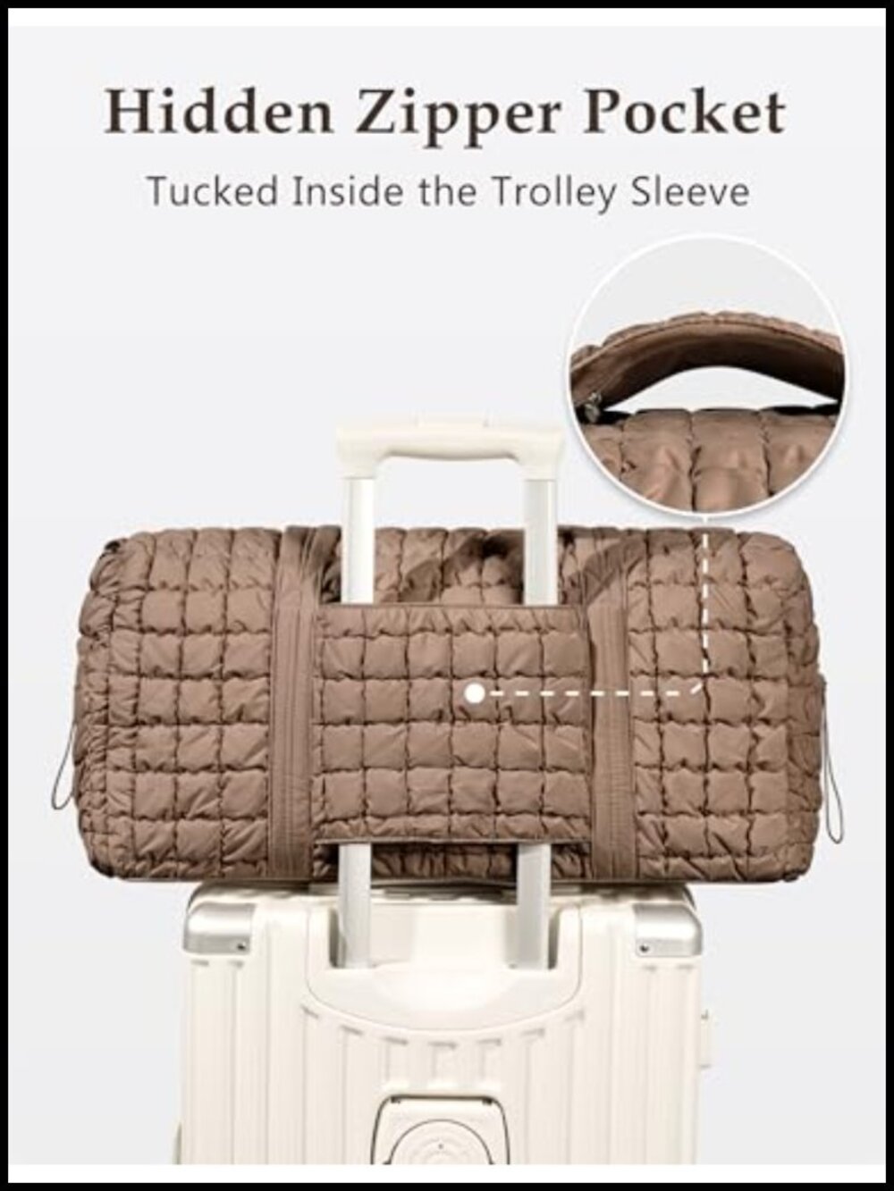 Quilted Travel Duffle Bag Puffer Weekender Overnight Duffel Gym - Picture 4 of 5